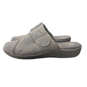 Clarks Cloudsteppers Sillian Rhodes Gray Leather Comfort Slip On Mules Women 7